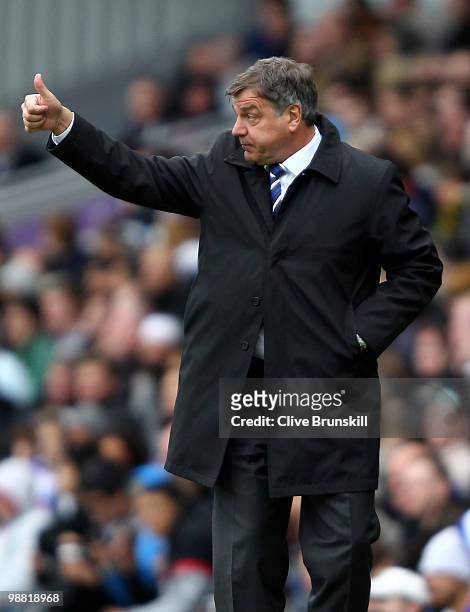 Blackburn Rovers manager Sam Allardyce gives the thumbs up during the Barclays Premier League match between Blackburn Rovers and Arsenal at Ewood...