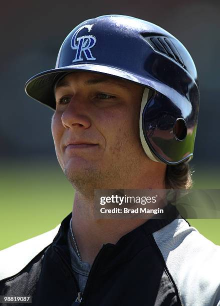 Troy Tulowitzki of the Colorado Rockies takes batting practice before the game between the Colorado Rockies and the San Francisco Giants on Sunday,...