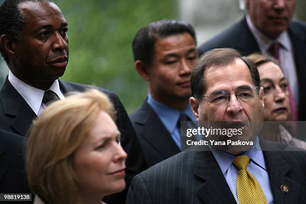 Rep. Jerrold Nadler speaks at a press conference in front of the United Nations addressing Iranian President Mahmoud Ahmadinejad's visit to the city...