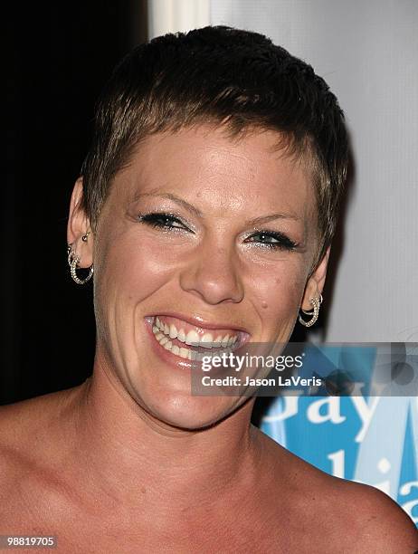 Singer Alecia Beth Moore aka Pink attends the L.A. Gay & Lesbian Center's "An Evening With Women" at The Beverly Hilton Hotel on May 1, 2010 in...