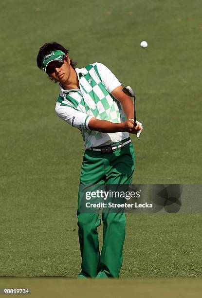 Ryo Ishikawa during the first round of the 2010 Masters Tournament at Augusta National Golf Club on April 8, 2010 in Augusta, Georgia.