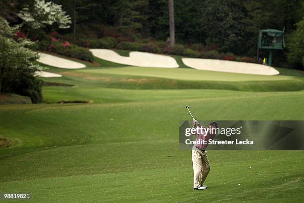 Steve Stricker during the first round of the 2010 Masters Tournament at Augusta National Golf Club on April 8, 2010 in Augusta, Georgia.