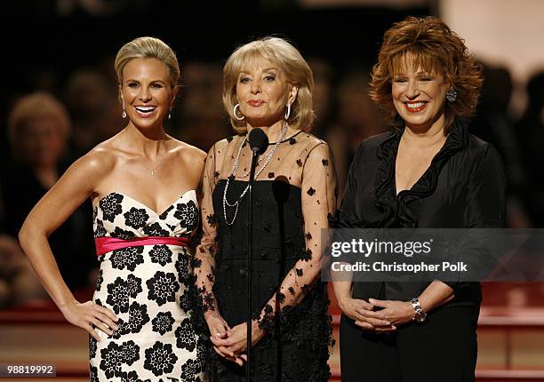 Elisabeth Hasselbeck, Barbara Walters and Joy Behar present Creative Arts Emmy Award winners