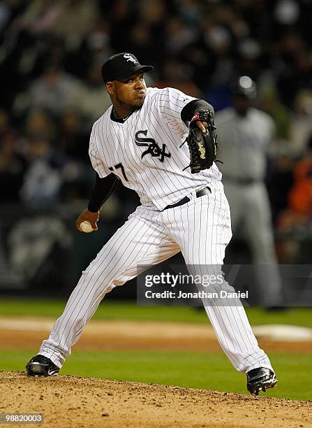 Tony Pena of the Chicago White Sox pitches against the Tampa Bay Rays at U.S. Cellular Field on April 21, 2010 in Chicago, Illinois. The Rays...