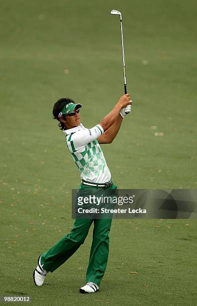Ryo Ishikawa during the first round of the 2010 Masters Tournament at Augusta National Golf Club on April 8, 2010 in Augusta, Georgia.