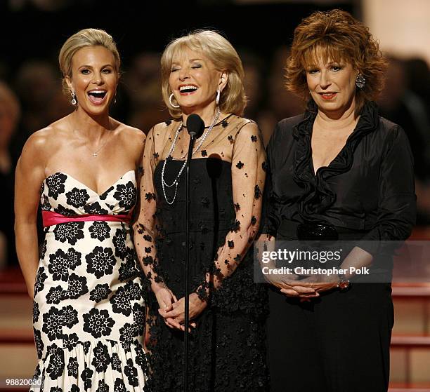 Elisabeth Hasselbeck, Barbara Walters and Joy Behar present Creative Arts Emmy Award winners