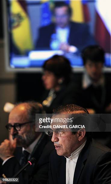 Ecuador's Foreign Minister Ricardo Patino delivers a speech during the opening session of the Union of South American Nations presidential summit in...