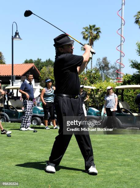 Comedian Tim Allen tees off at the 3rd Annual George Lopez Celebrity Golf Classic at the Lakeside Golf Club on May 3, 2010 in Toluca Lake, California.