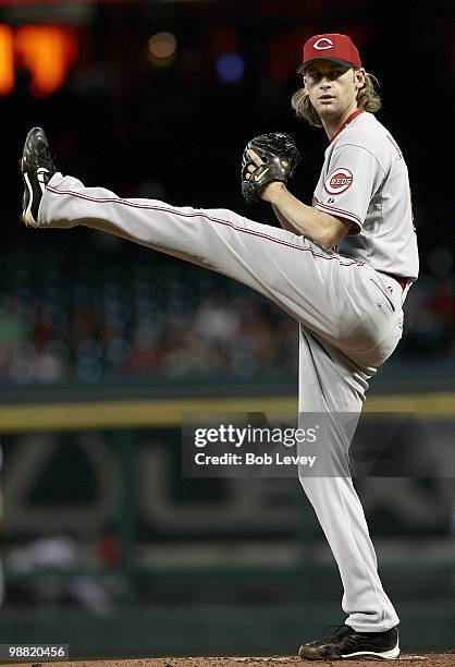 Pitcher Bronson Arroyo of the Cincinnati Reds throws against the Houston Astros at Minute Maid Park on April 29, 2010 in Houston, Texas.