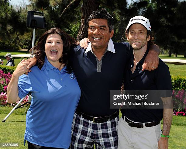 Ann Lopez, comedian George Lopez and musician Kenny G attend the 3rd Annual George Lopez Celebrity Golf Classic at the Lakeside Golf Club on May 3,...