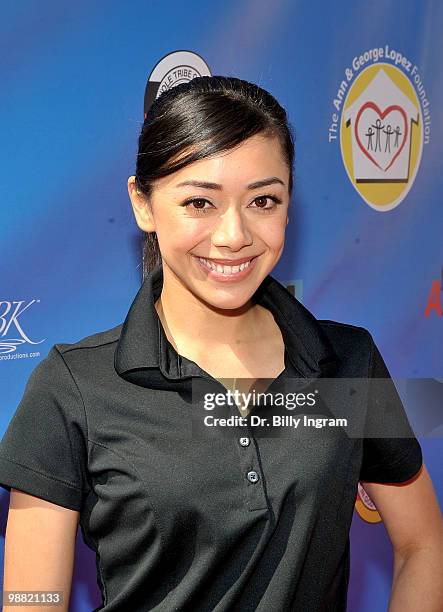 Actress Aimee Garcia arrives at the Third Annual George Lopez Celebrity Golf Classic at the Lakeside Golf Club on May 3, 2010 in Toluca Lake,...