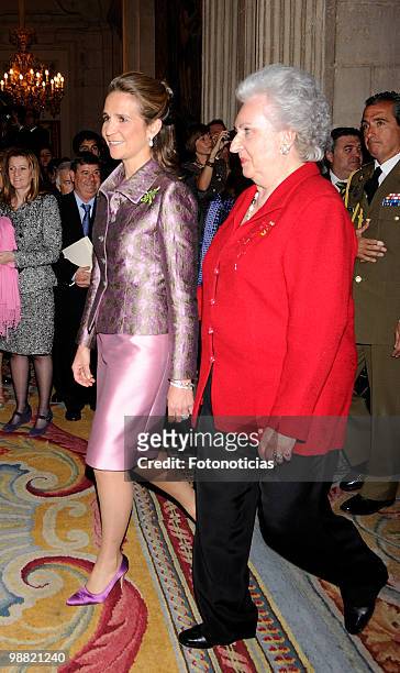 Princess Elena of Spain and Infanta Pilar de Borbon arrive to the 'National Sports Awards' 2009 ceremony, held at The Royal Palace on May 3, 2010 in...