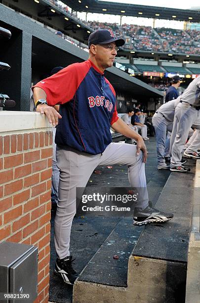Manager Terry Francona of the Boston Red Sox watches the game against the Baltimore Orioles at Camden Yards on April 30, 2010 in Baltimore, Maryland.
