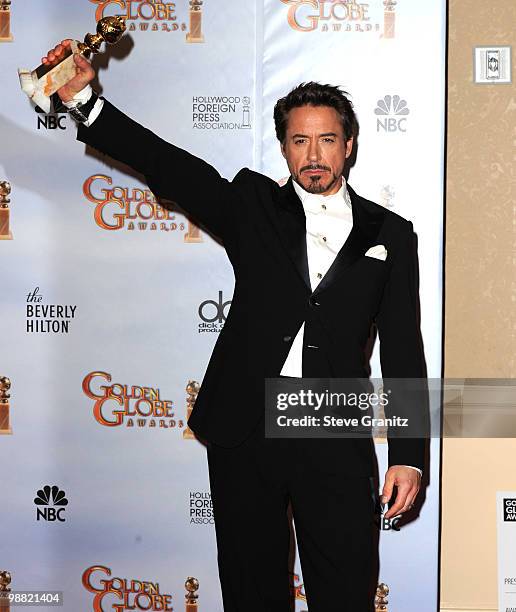 Actor Robert Downey Jr. Attends the 67th Annual Golden Globes Awards at The Beverly Hilton Hotel on January 17, 2010 in Beverly Hills, California.