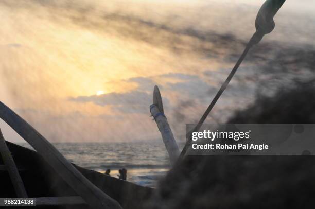 sunset view from fisherman's net - pai stockfoto's en -beelden