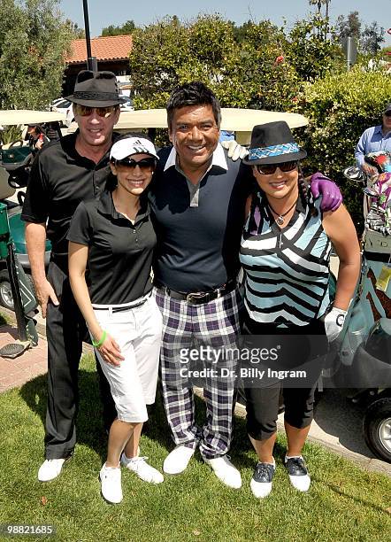 Actors Tim Allen, Aimee Garcia and George Lopez and professional golfer Christina Kim attend the Third Annual George Lopez Celebrity Golf Classic at...