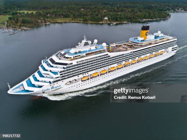 costa magica cruiser ship in the stockholm swedish archipelago - remus kotsell stock pictures, royalty-free photos & images