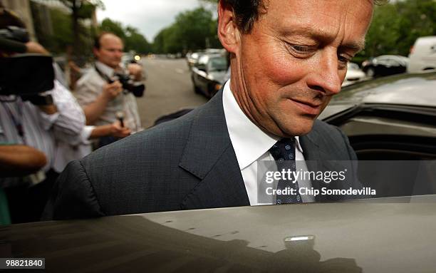 Anthony Hayward gets into a waiting car after leaving the U.S. Department of the Interior May 3, 2010 in Washington, DC. Hayward and other BP...