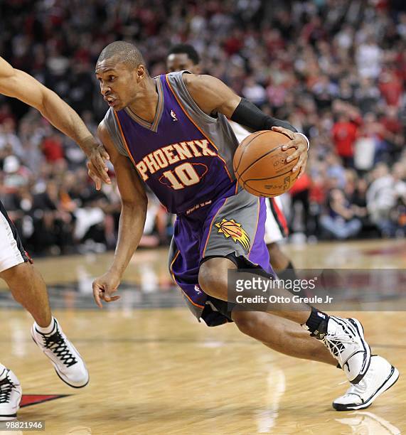 Leandro Barbosa of the Phoenix Suns in action against the Portland Trail Blazers during Game Six of the Western Conference Quarterfinals of the NBA...