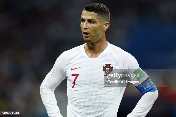 Cristiano Ronaldo of Portugal during the 2018 FIFA World Cup Russia round of 16 match between Uruguay and at the Fisht Stadium on June 30, 2018 in...