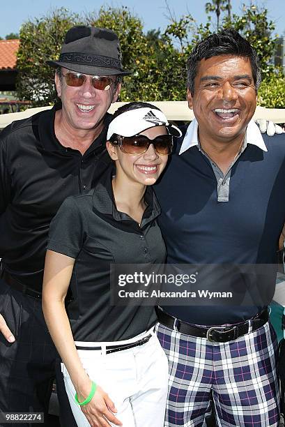 Tim Allen, Aimee Garcia and George Lopez at The Third Annual George Lopez Celebrity Golf Classic held at The Lakeside Golf Club on May 3, 2010 in...