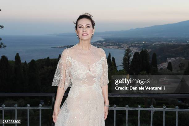 Elena Sofia Ricci attends the Nastri D'Argento cocktail party on June 30, 2018 in Taormina, Italy.