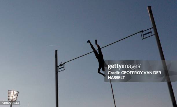 France's Renaud Lavillenie competes in the men's pole vault event during the IAAF Diamond League 2018 Areva meeting at The Charlety Stadium in Paris...