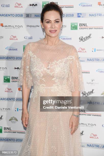 Elena Sofia Ricci attends the Nastri D'Argento cocktail party on June 30, 2018 in Taormina, Italy.