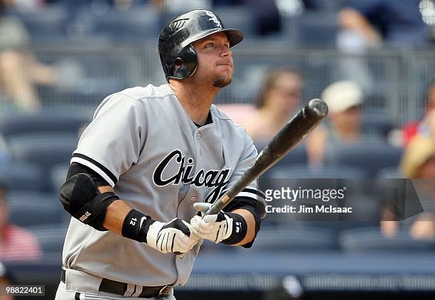 Pierzynski of the Chicago White Sox bats against the New York Yankees on May 2, 2010 at Yankee Stadium in the Bronx borough of New York City. The...