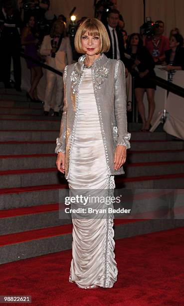 Editor-in-Chief of Vogue Anna Wintour attends the Metropolitan Museum of Art's 2010 Costume Institute Ball at The Metropolitan Museum of Art on May...