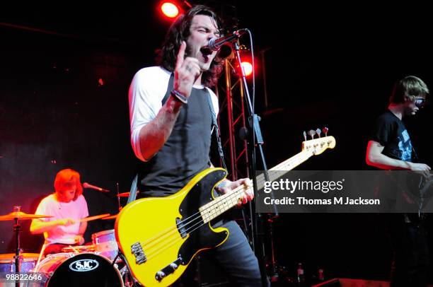 Mike Echeverria of Anarbor performs on stage during 'Give It A Name Introduces' tour at O2 Academy on May 3, 2010 in Newcastle upon Tyne, England.