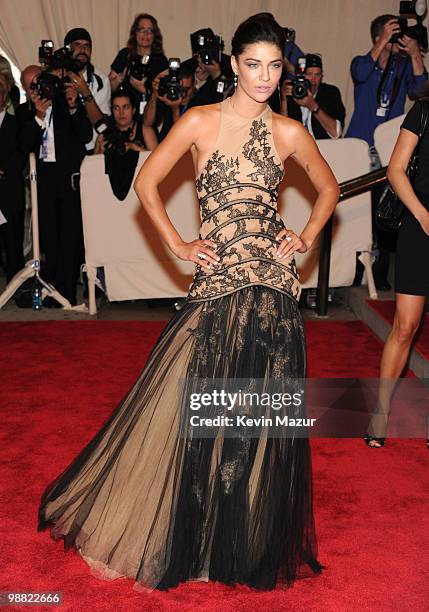 Jessica Szohr attends the Costume Institute Gala Benefit to celebrate the opening of the "American Woman: Fashioning a National Identity" exhibition...