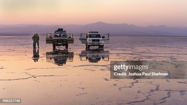 exploring the salt flats in northern ethiopia and - salt flat stock pictures, royalty-free photos & images