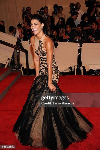 Actress Jessica Szohr attends the Costume Institute Gala Benefit to celebrate the opening of the "American Woman: Fashioning a National Identity"...