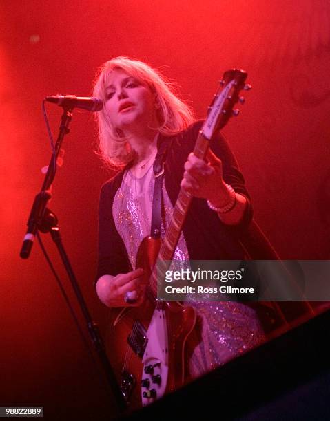 Courtney Love lead singer of HOLE performs on stage at O2 Academy on May 3, 2010 in Glasgow, Scotland.