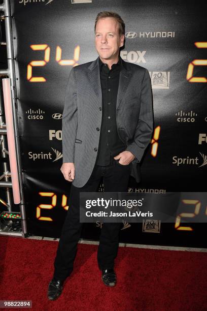 Actor Kiefer Sutherland attends the "24" series finale party at Boulevard3 on April 30, 2010 in Hollywood, California.