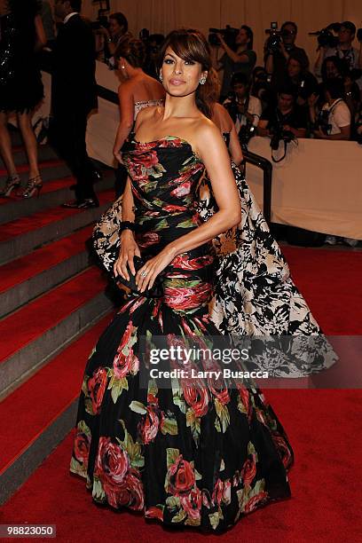 Actress Eva Mendes attends the Costume Institute Gala Benefit to celebrate the opening of the "American Woman: Fashioning a National Identity"...