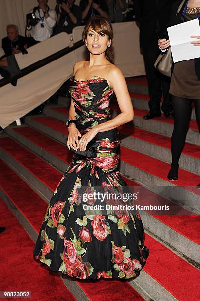 Actress Eva Mendes attends the Costume Institute Gala Benefit to celebrate the opening of the "American Woman: Fashioning a National Identity"...