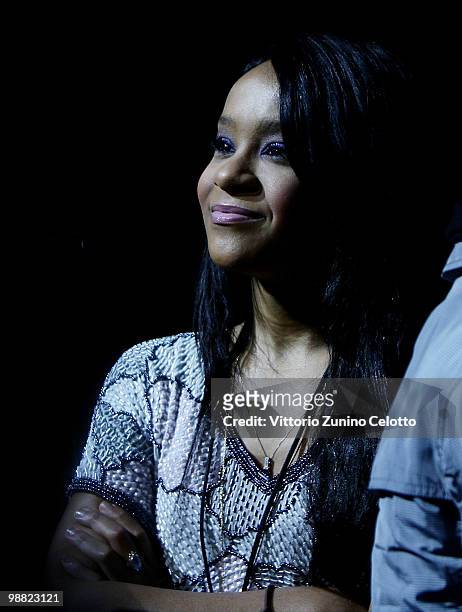 Whitney Houston daughter Bobbi Kristina attends the concert of Withney Houston held at Mediolanum Forum on May 3, 2010 in Milan, Italy.