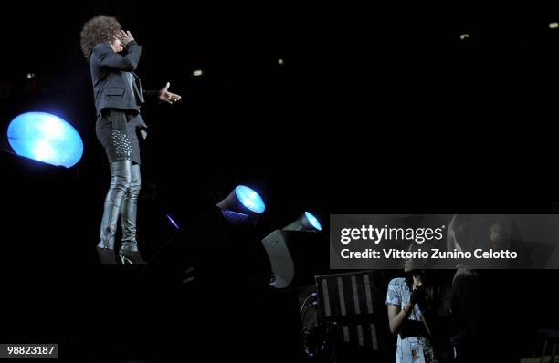 Whitney Houston daughter Bobbi Kristina attends the concert of Whitney Houston held at Mediolanum Forum on May 3, 2010 in Milan, Italy.