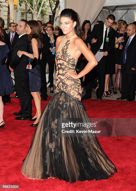Jessica Szohr attends the Costume Institute Gala Benefit to celebrate the opening of the "American Woman: Fashioning a National Identity" exhibition...