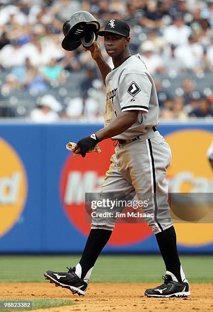 Juan Pierre of the Chicago White Sox in action against the New York Yankees on May 2, 2010 at Yankee Stadium in the Bronx borough of New York City....