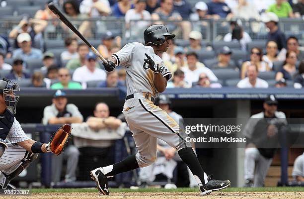 Juan Pierre of the Chicago White Sox in action against the New York Yankees on May 2, 2010 at Yankee Stadium in the Bronx borough of New York City....