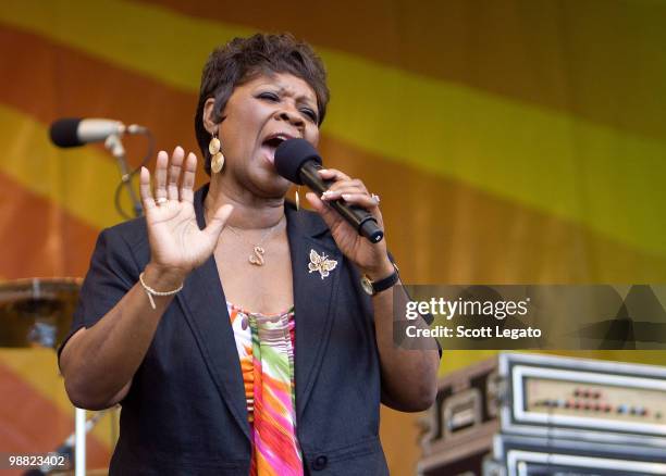 Grammy Winner Irma Thomas performs during the 41st Annual New Orleans Jazz & Heritage Festival Presented by Shell at Fair Grounds Race Course on May...