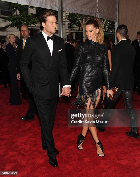 Tom Brady and Gisele Bundchen attends the Costume Institute Gala Benefit to celebrate the opening of the "American Woman: Fashioning a National...