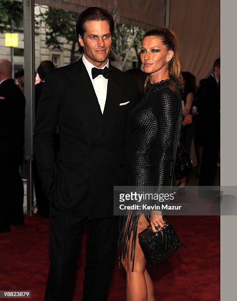 Tom Brady and Gisele Bundchen attends the Costume Institute Gala Benefit to celebrate the opening of the "American Woman: Fashioning a National...