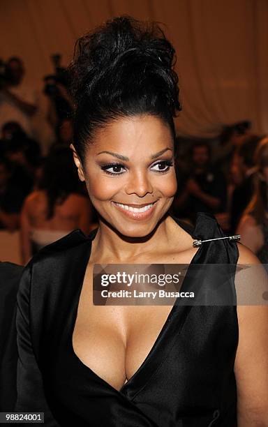 Singer Janet Jackson attends the Costume Institute Gala Benefit to celebrate the opening of the "American Woman: Fashioning a National Identity"...