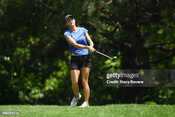 Jaye Marie Green hits her tee shot on the second hole during the third round of the KPMG Women's PGA Championship at Kemper Lakes Golf Club on June...