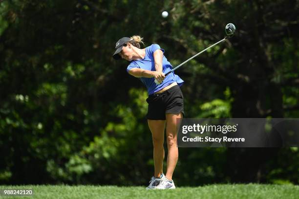Jaye Marie Green hits her tee shot on the second hole during the third round of the KPMG Women's PGA Championship at Kemper Lakes Golf Club on June...