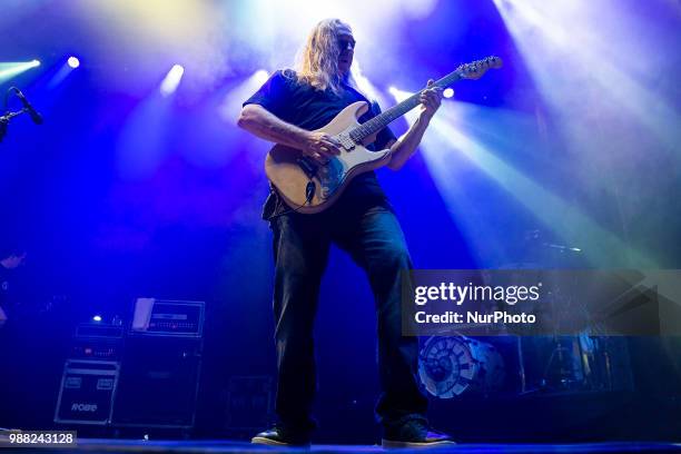 Singer Rosendo performs during a live concert in Burgos, Spain on June 30, 2018.